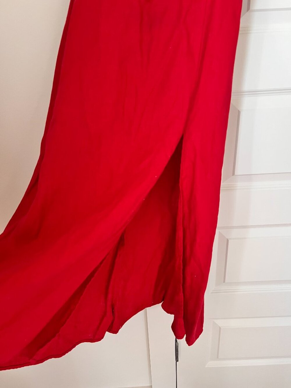 Reformation Bridgton Red Linen Off-Shoulder Midi Dress Sz 2 - Picture 4 of 11